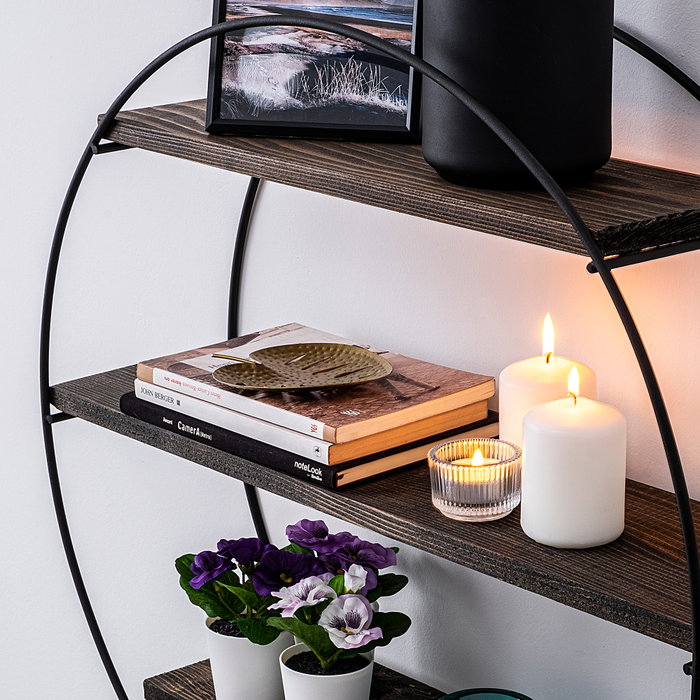 Hanah Home Estantería de Pared Tulipa Negro y Nogal Hanah Home Estantería de Pared Tulipa Negro y Nogal